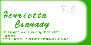 henrietta csanady business card