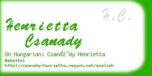 henrietta csanady business card